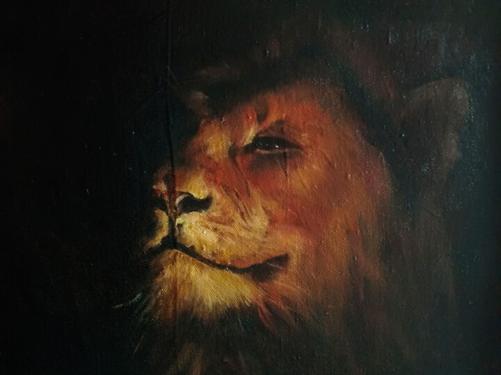 Картина под названием "лев" - Лилия Холкина, Подлинное произведение искусства, Масло