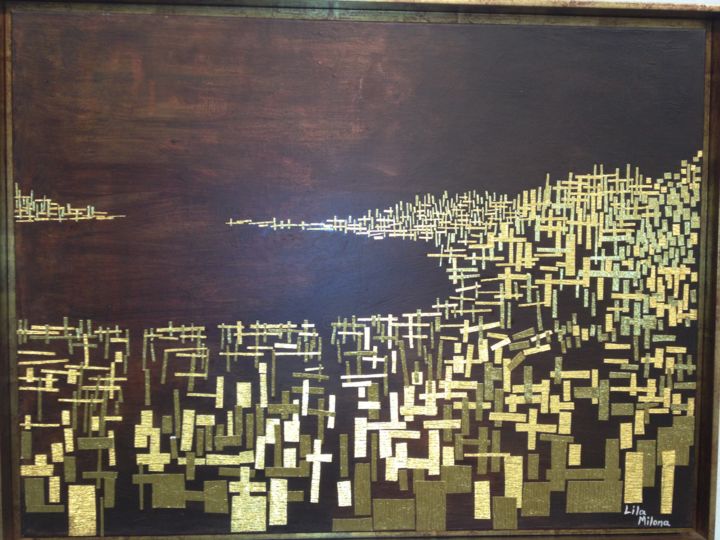 Painting titled "Gold city" by Lilian Milona, Original Artwork