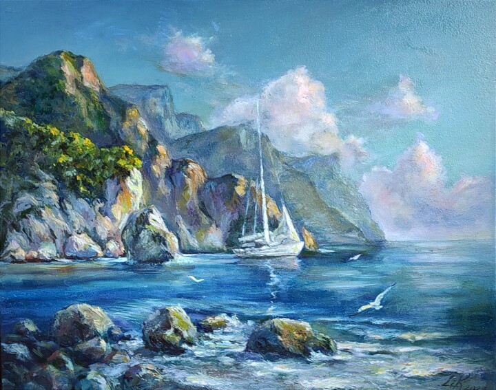 Картина под названием "Морская бухта" - Лилиана Ковхуто, Подлинное произведение искусства, Масло