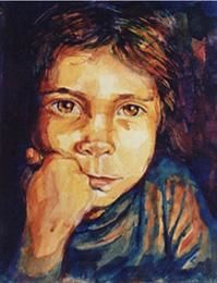 Painting titled "Golden Eyes" by Lilian Barac, Original Artwork