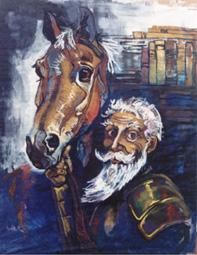 Painting titled "Don Quijote saliend…" by Lilian Barac, Original Artwork