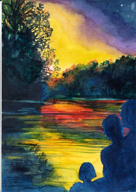 Painting titled "Sunset" by Lilian Barac, Original Artwork