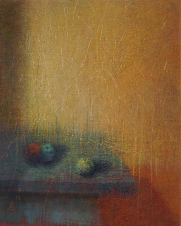 Painting titled "Octobre" by Liliane Bordes, Original Artwork, Acrylic