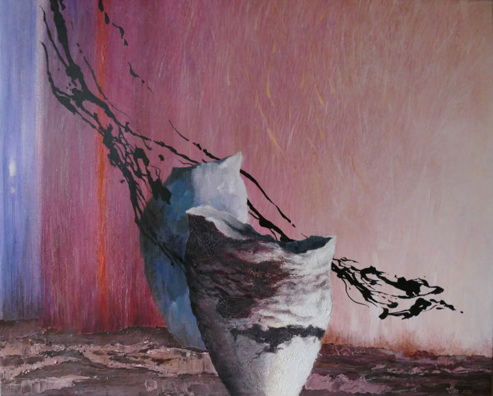 Pittura intitolato "Terre brûlée" da Liliane Bordes, Opera d'arte originale, Acrilico