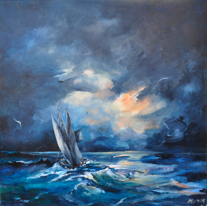 Peinture intitulée "Crépuscule" par Liliane Paumier, Œuvre d'art originale, Acrylique Monté sur Châssis