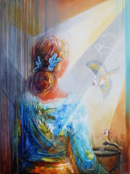 Painting titled "L'Instant Magique" by Liliane Vergne, Original Artwork