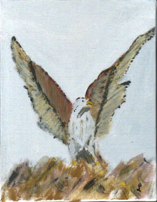Painting titled "aigle" by Liliane Leroy, Original Artwork, Oil