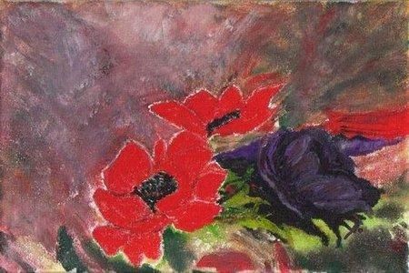 Painting titled "fleurs" by Liliane Leroy, Original Artwork, Oil
