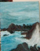 Painting titled "la mer" by Liliane Leroy, Original Artwork, Oil