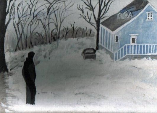 Painting titled "L'hiver a la campag…" by Liliane Leroy, Original Artwork, Oil
