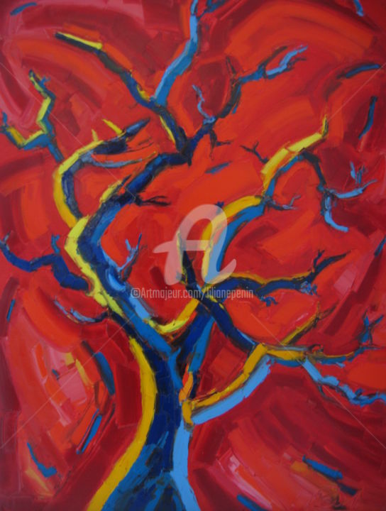 Malarstwo zatytułowany „arbre-nu-a-poum-nou…” autorstwa Liliane Penin, Oryginalna praca, Olej