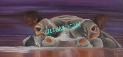 Painting titled "Hippopotame" by Liliane Yenk, Original Artwork