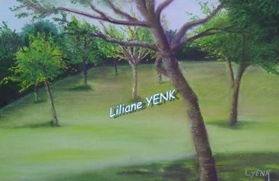 Painting titled "Le verger (pastels…" by Liliane Yenk, Original Artwork