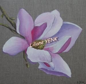 Peinture intitulée "Magnolia (Acrylique)" par Liliane Yenk, Œuvre d'art originale