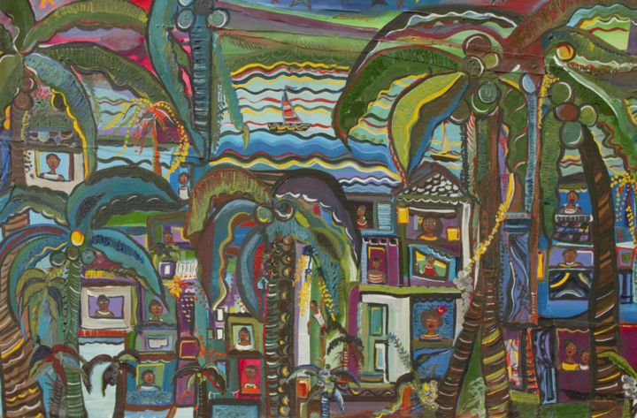 Pintura intitulada "Pequena Vila" por Lílian Rosa, Obras de arte originais, Acrílico