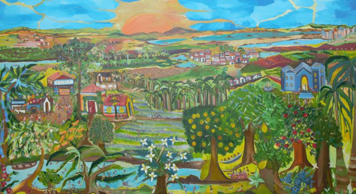 Pintura intitulada "Lugarejo" por Lílian Rosa, Obras de arte originais, Acrílico