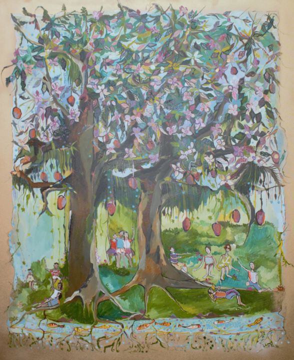 Painting titled "Mangueira" by Lílian Rosa, Original Artwork, Acrylic
