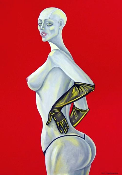 Painting titled "Akt 8 - Nude 8" by Lili Fijalkowska, Original Artwork, Oil