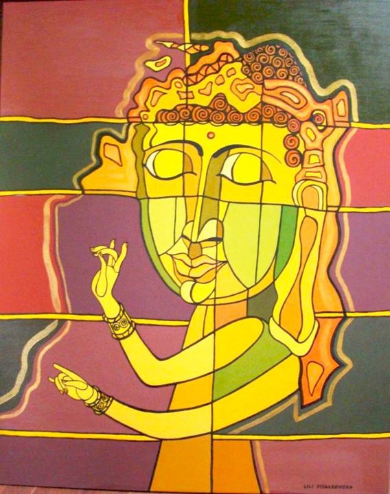 Malarstwo zatytułowany „Sen Buddy -  Buddha…” autorstwa Lili Fijalkowska, Oryginalna praca, Olej
