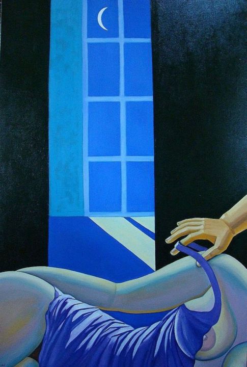 Painting titled "Noc - Night" by Lili Fijalkowska, Original Art, Oil