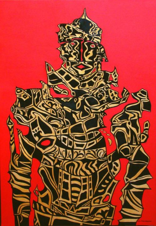 Painting titled "Samuraj - Samurai" by Lili Fijalkowska, Original Artwork, Oil