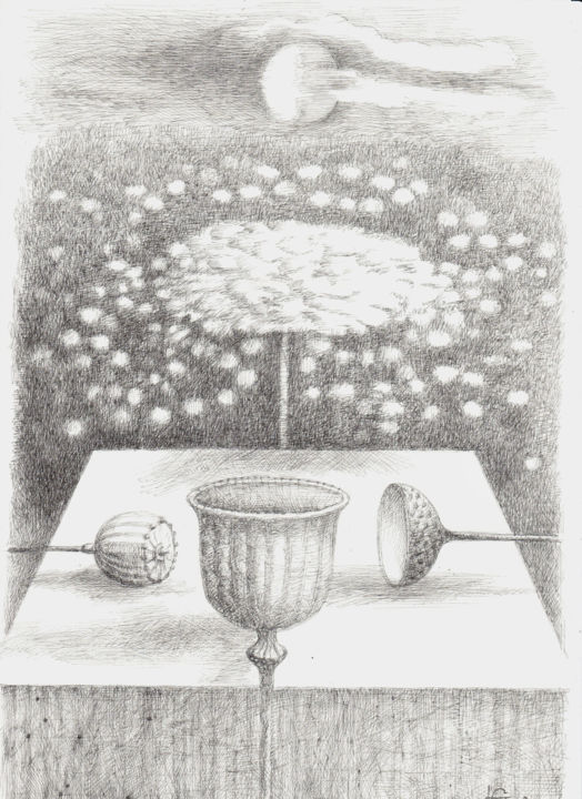 Zeichnungen mit dem Titel "Die irreale Symmetr…" von Lili Gräfenstein, Original-Kunstwerk, Tinte