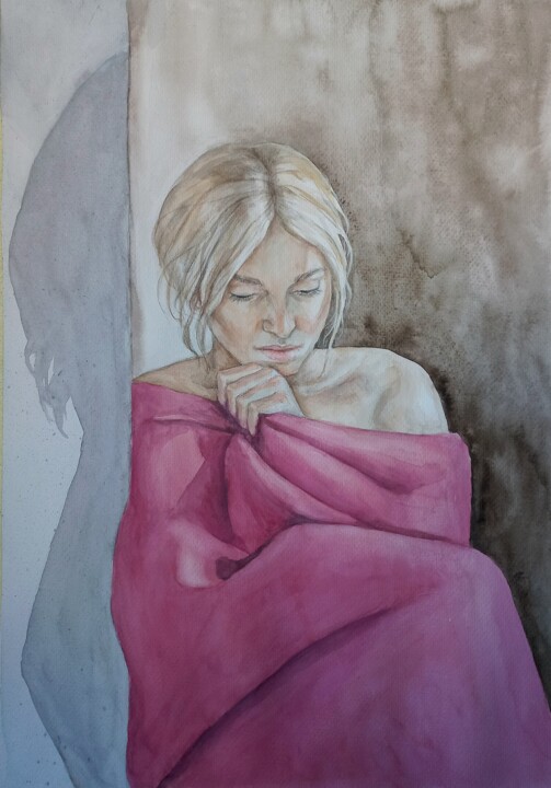 绘画 标题为“In a blanket” 由Liliia Shpitaleva, 原创艺术品, 水彩