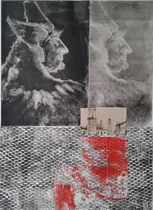 Gravures & estampes intitulée "Esprit quittant les…" par Lilli Deutsch, Œuvre d'art originale, Monotype
