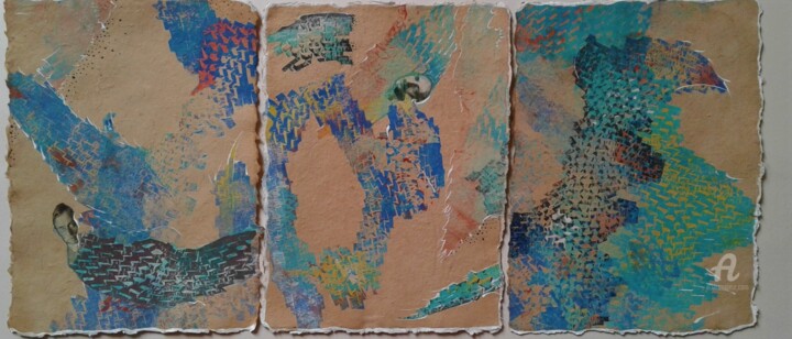 Obrazy i ryciny zatytułowany „Three fallen angels…” autorstwa Lilli Deutsch, Oryginalna praca, Monotypia