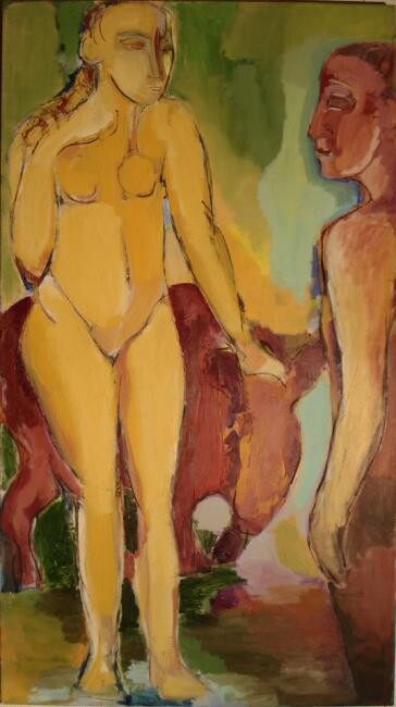 Painting titled "Begegnung mit Circe…" by Lilli Ladewig, Original Artwork