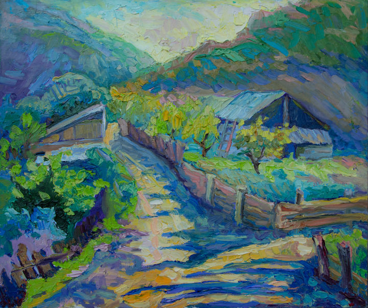 Malerei mit dem Titel "Rural Road" von Lilit Vardanyan, Original-Kunstwerk, Öl