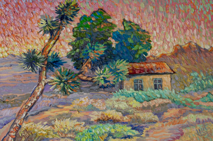 Painting titled "Sunset In Desert" by Lilit Vardanyan, Original Artwork, Oil