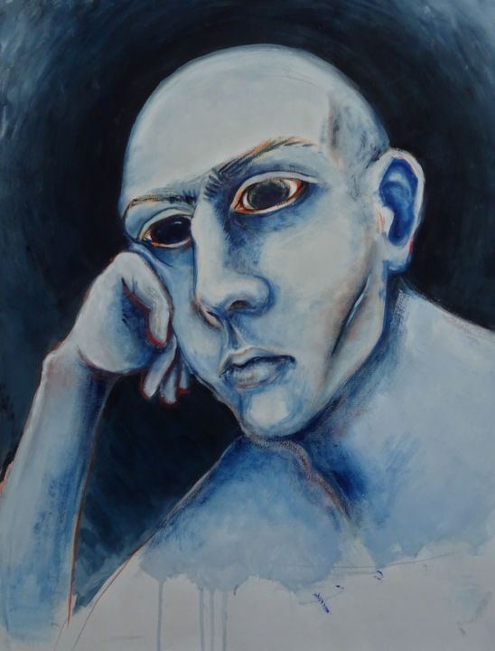绘画 标题为“Bleu de tête” 由Manon F, 原创艺术品, 水粉