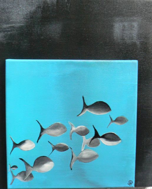 Peinture intitulée "sardines a l'huile" par Leslie Gautier, Œuvre d'art originale