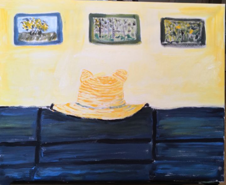 Painting titled "A hat on the sofa" by Lily Li, Original Artwork, Acrylic