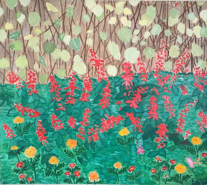 Картина под названием "“The last flowers”" - Lily Volynkina, Подлинное произведение искусства, Масло