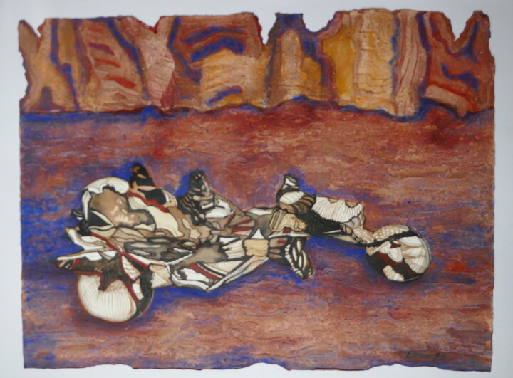 Pittura intitolato "Arizona moto rider" da Lilya P Dear, Opera d'arte originale, Acrilico Montato su Pannello di legno