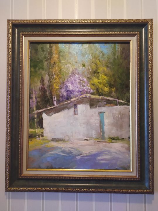 Картина под названием "Старый домик" - Irek Chayrullin, Подлинное произведение искусства, Масло
