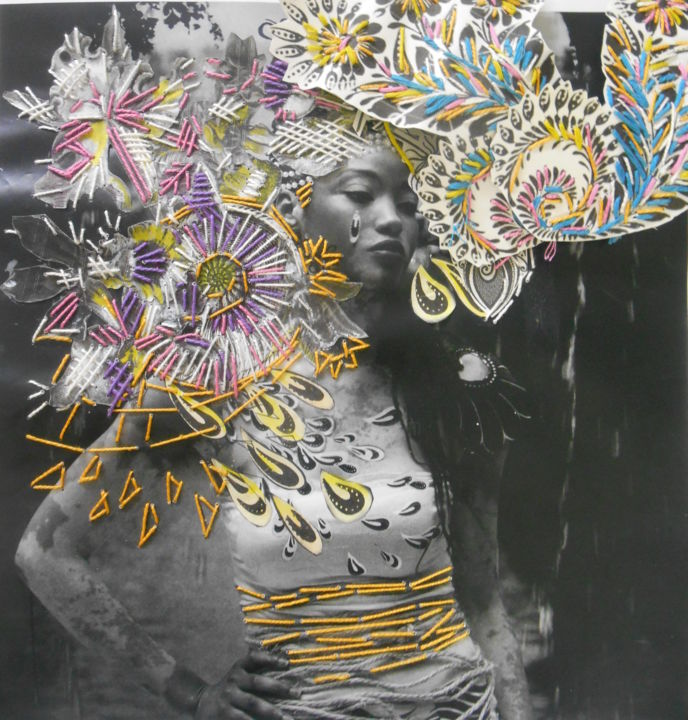 Collages titled "Tysha-Essai" by Lilyluciole Street Art, Original Artwork, Textiles