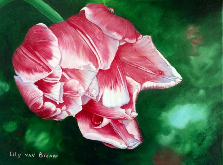 Schilderij getiteld "pink-tulip.jpg" door Lily Van Bienen, Origineel Kunstwerk, Olie