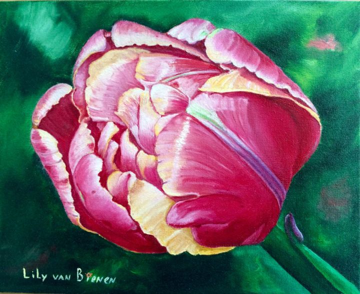 Pittura intitolato "french-tulip.jpg" da Lily Van Bienen, Opera d'arte originale, Olio