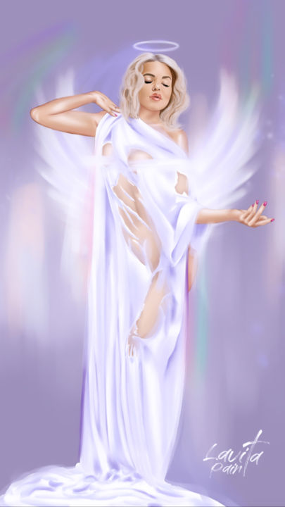 Digital Arts titled "Angel Dreams  Girl…" by Lavitapaint, Original Artwork, Digital Painting