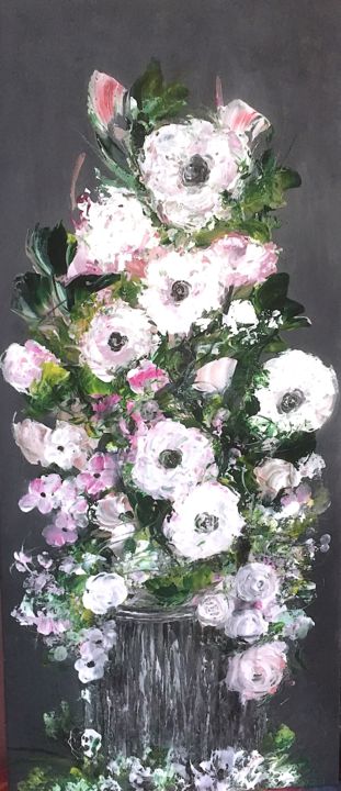 Malerei mit dem Titel "DENTELLE DE ROSES A…" von Annick Pallard, Original-Kunstwerk, Acryl