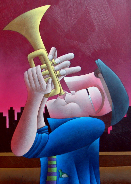 Peinture intitulée "Jazzy Skyline" par Limajr.:, Œuvre d'art originale, Huile
