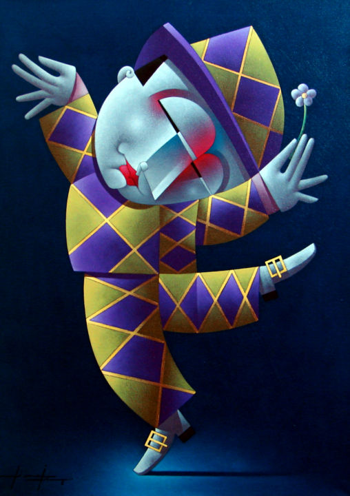 Painting titled "Dance of Harlequin" by Limajr.:, Original Artwork, Oil