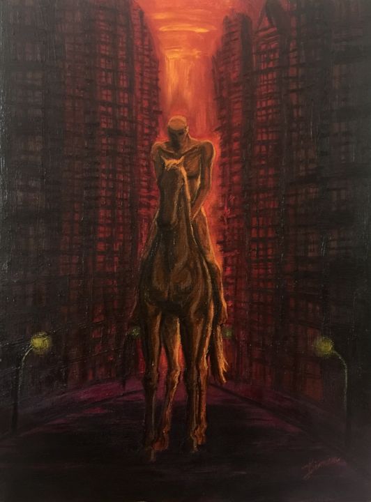 图画 标题为“被遗忘的骑士(布面油彩)” 由Limin Wang, 原创艺术品, 彩画