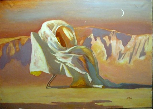 Картина под названием "Вечер (The evening)" - Лиля Муратова, Подлинное произведение искусства, Масло