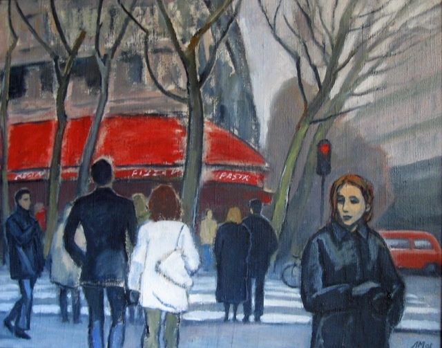 Pintura titulada "Парижский красный" por Lilia Muratova, Obra de arte original, Oleo