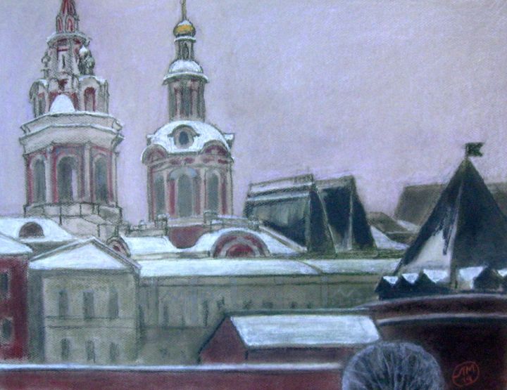 Рисунок под названием "Moscow winter. Моск…" - Лиля Муратова, Подлинное произведение искусства, Пастель