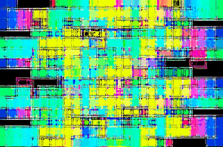 Digital Arts titled "Cyber dots No 61" by Lin Giralt, Original Artwork, Digital Painting